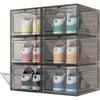 6PCS Stackable Foldable Boxes Trainers Organiser Clear Plastic Shoe Storage Box