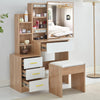 Dressing Table With Drawers Mirror Stool Set Makeup Desk Vanity Table Bedroom