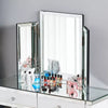 Glass Mirrored Dressing Table Makeup Vanity Desk Bedroom w/ Drawer&Mirror&Stool