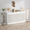 Radiator Cover Vertical Slat Modern Stylish MDF Wood White Black Cabinet Shelf