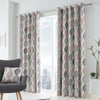 100% Cotton Grey and Blush Pink Geometric Ogee Lined Eyelet Curtains OR Cushions