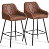 Bar Stools Set of 2 Faux Suede/ PU Leather Breakfast High Chairs Kitchen Pub