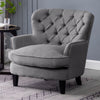 Chesterfield Accent Chairs Buttoned Back Linen Fabric Seats Armchair Single Sofa