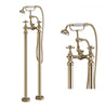 Traditional Freestanding Bath Shower Mixer Tap Brushed Brass-Chrome
