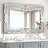 Full Length Crushed Diamond Wall Mirror Crystal Glass Silver Rectangle Dressing