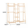 Heavy Duty Wooden Clothes Rail Rack Garment Hanging Stand Open Wardrobe Shelf