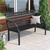 Cast Iron Outdoor Bench Garden 3 Seater Furniture Wood Park Seat Patio Armrest
