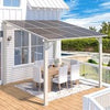 Aluminium Lean-To Gazebo, Wall-Mounted Hardtop Roof Pergola for Garden & Patio