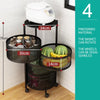 3-6 Tier Vegetable Mobile Shelf Rack Kitchen Rotating Storage Trolley Cart UK