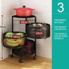 3-6 Tier Vegetable Mobile Shelf Rack Kitchen Rotating Storage Trolley Cart UK