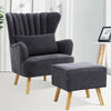 Velvet/Linen Shell Wing Back Upholster Accent Armchair Sofa Cushion Footstool UK