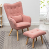 Modern Wing Back Armchair Lounge Chair Single Sofa With Footstool & Waist Pillow