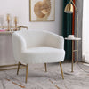 Sherpa Teddy White Single Sofa Armchair Button Wingback Accent Chair w/Footstool