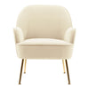Velvet Armchair Oyster Wing Back Tub Chair Accent Leisure Sofa Seat Metal Legs