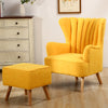 Velvet/Linen Shell Wing Back Upholster Accent Armchair Sofa Cushion Footstool UK