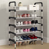 4/5/8 Tier Metal Shoe Rack Stand Space Save Storage Organiser Shelf with MDF Top
