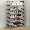 4/5/8 Tier Metal Shoe Rack Stand Space Save Storage Organiser Shelf with MDF Top
