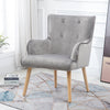 Occasional Scalloped Button High Back Fabric Armchair Sofa Chair Footrest Stool
