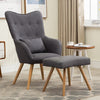 Modern Wing Back Armchair Lounge Chair Single Sofa With Footstool & Waist Pillow