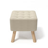 Small Square Footstool Footrest Pouffe Shoe Foot Stool Padded Ottoman Wooden Leg