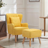 Velvet/Linen Shell Wing Back Upholster Accent Armchair Sofa Cushion Footstool UK