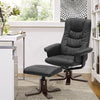 Upholstered Recliner TV Armchair Sofa Faux Leather Chair Sofa with Footstool Set