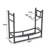Black Metal Wood Log Storage Rack Stand Fireplace Firewood Holder Indoor Heater
