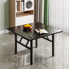 Drop Leaf Table Folding Dining Table With Mobile Wheels & Hidden Storage Shelf