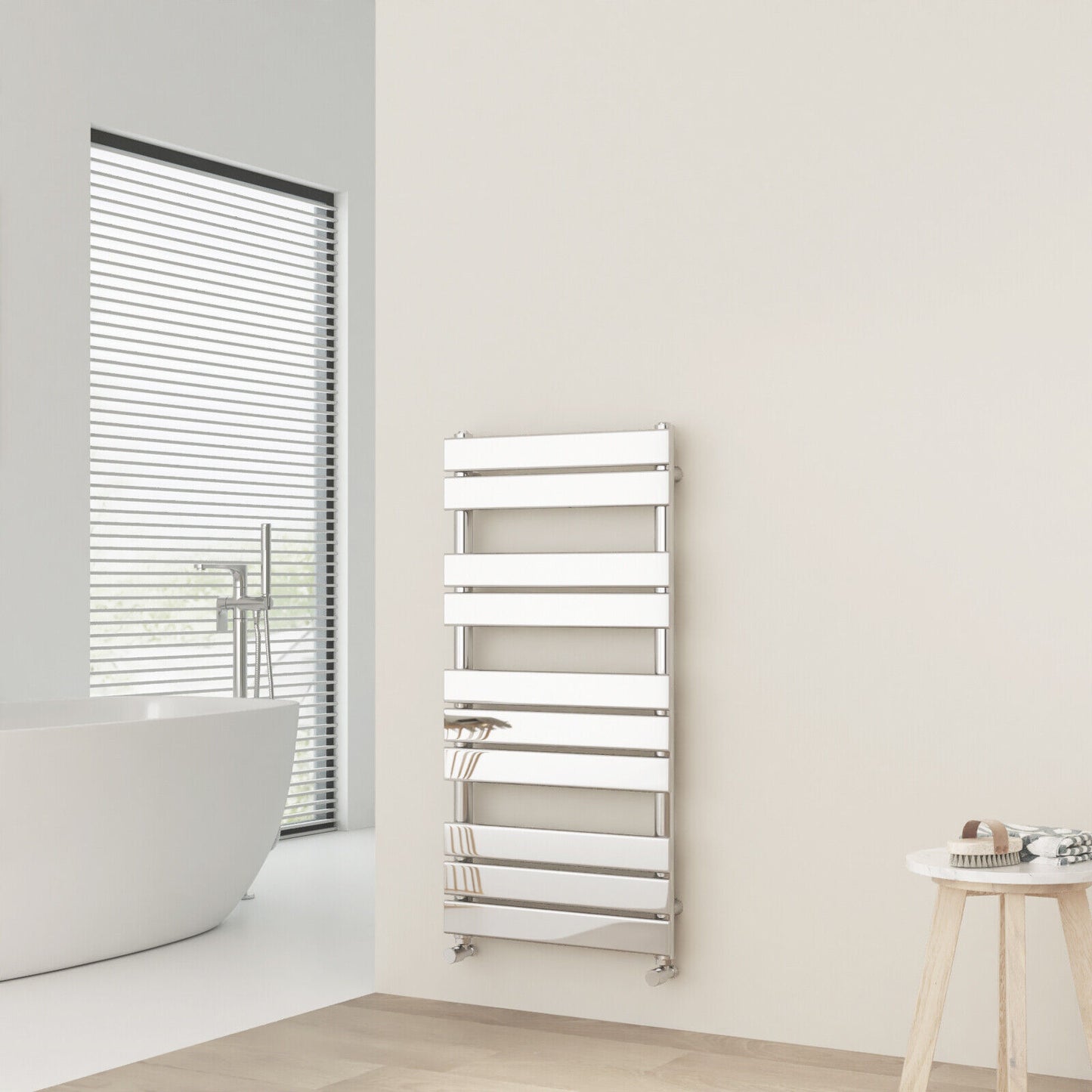 Designer Flat Panel Heated Bathroom Towel Rail Radiator Warmer Heating Chrome