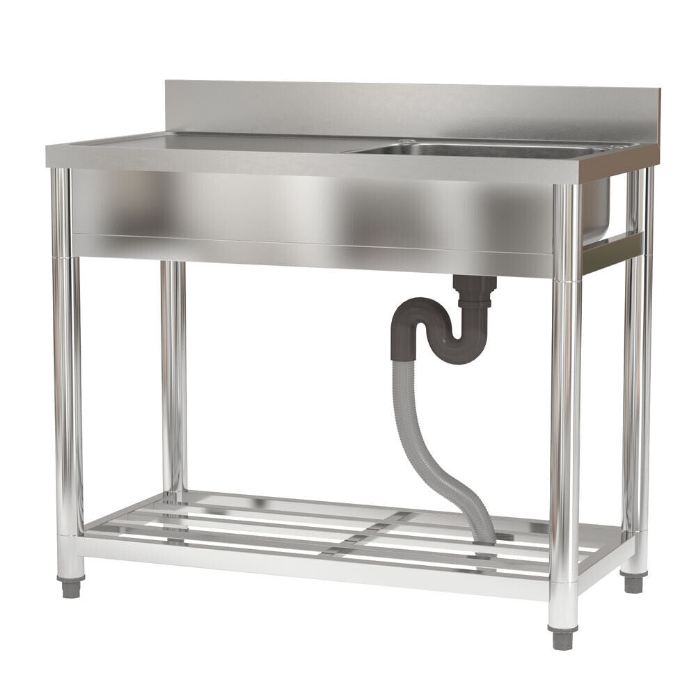 Catering Sink Kitchen Stainless Steel Single/Double Bowl Drainer Unit Prep Table