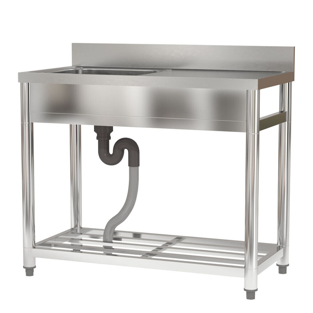 Catering Sink Kitchen Stainless Steel Single/Double Bowl Drainer Unit Prep Table