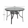 Black Gloss Glass Top Garden Table Outdoor Patio Bistro Coffee Table Metal Frame