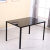 3 sizes Black Glass Dining Table and 4/ 6 Faux Leather Chairs Set Home Furniture