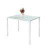 4 Seater Glass Dining Table and 4 Padded Chairs Set White Home Furniture New