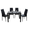 3 sizes Black Glass Dining Table and 4/ 6 Faux Leather Chairs Set Home Furniture
