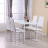 4 Seater Glass Dining Table and 4 Padded Chairs Set White Home Furniture New