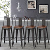 Tall Industrial Black/Wood Top Bar Stool Table Indoor Outdoor Cafe Bistro Chairs