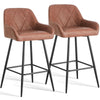 Bar Stools Set of 2 Faux Suede/ PU Leather Breakfast High Chairs Kitchen Pub