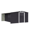 4*8/6*8/8*8/10*8ft Metal Garden Storage Shed Roof Tool Firewood w/Sliding Door