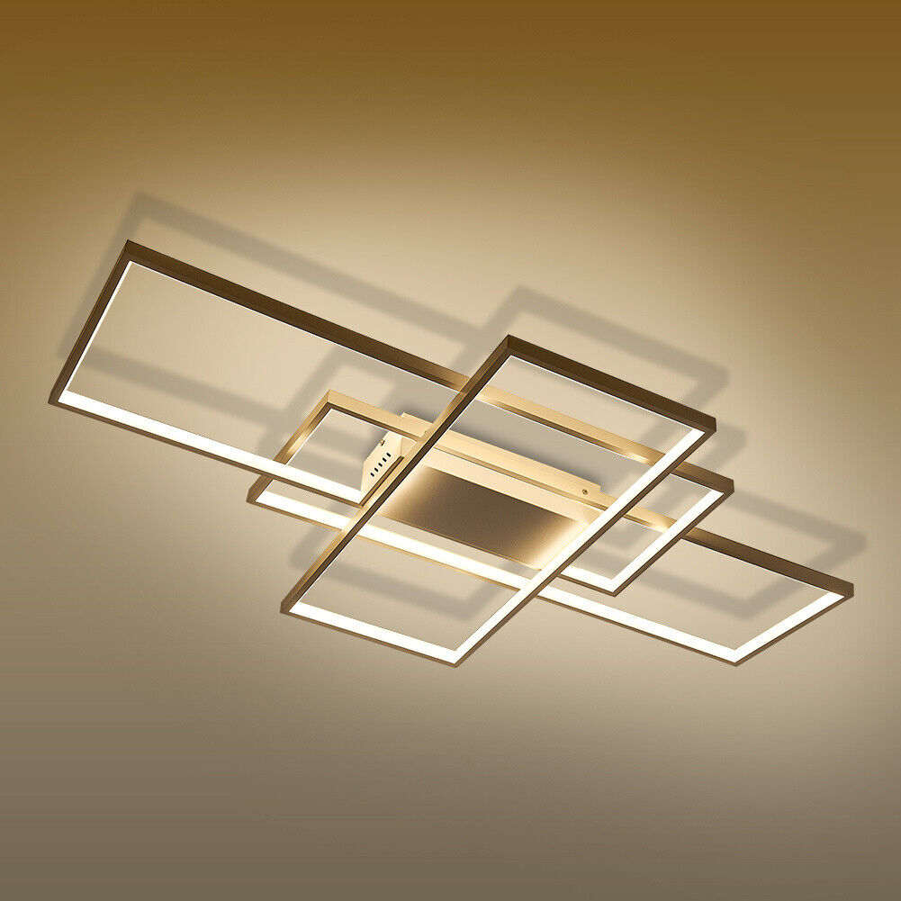 Square/Ring LED Ceiling Lamp Dimmable Light Chandelier Fixture Living Bedroom