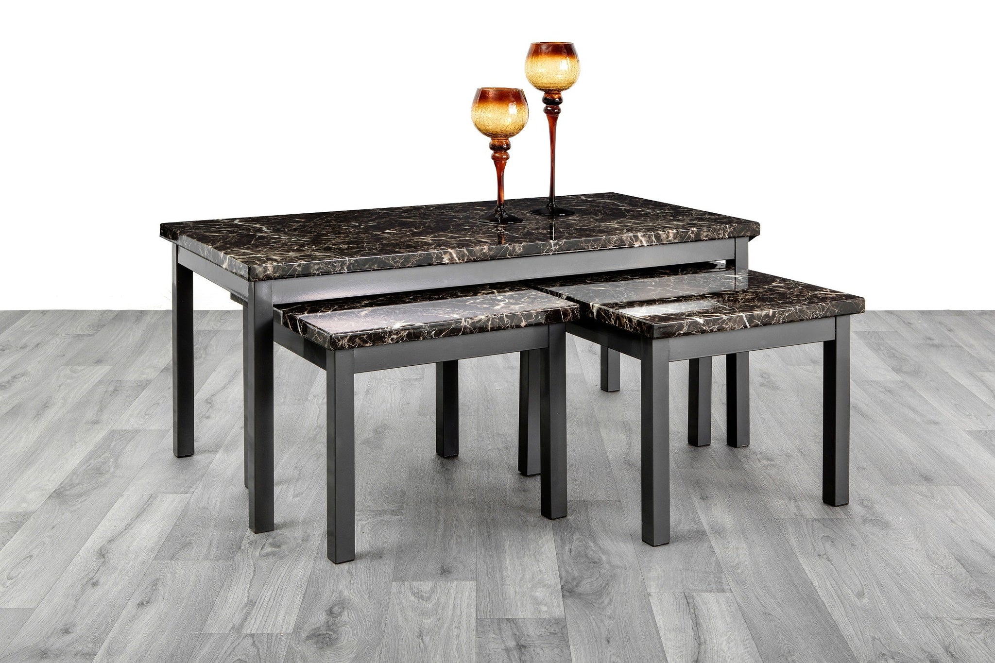 Mable Effect Mdf Lucy (2+1) Coffee With 2 Side Tables MDF Wooden Marble Effect Nest Mar ...