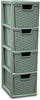 4 Tier Drawer Medium Rattan Effect Storage Unit Drawers Office Organizer Tower