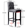 Linen Fabric Bar Stool Chair High Stools Breakfast Counter Padded Seat Wood Legs