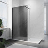 Black Walk In Shower Enclosure Screen Wet Room 8mm NANO Dark Grey Glass Cubicle