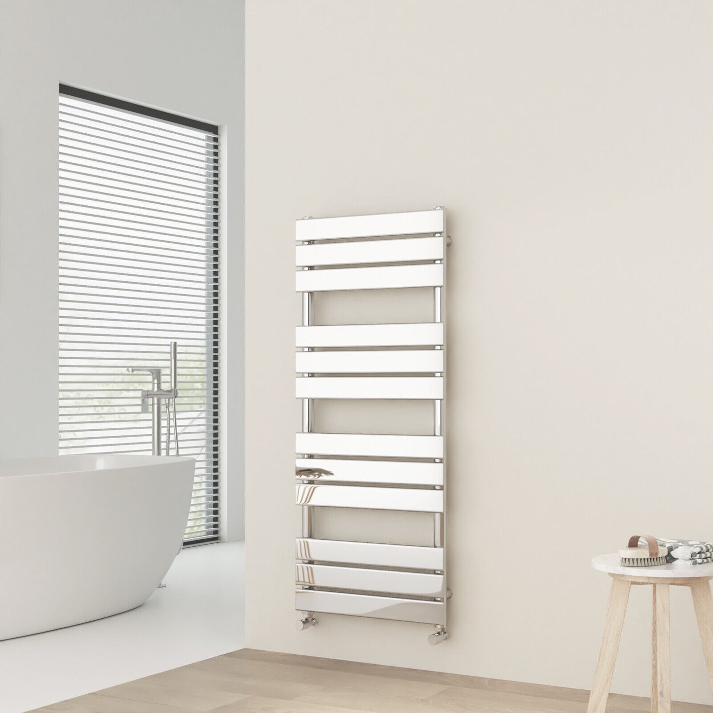 Designer Flat Panel Heated Bathroom Towel Rail Radiator Warmer Heating Chrome