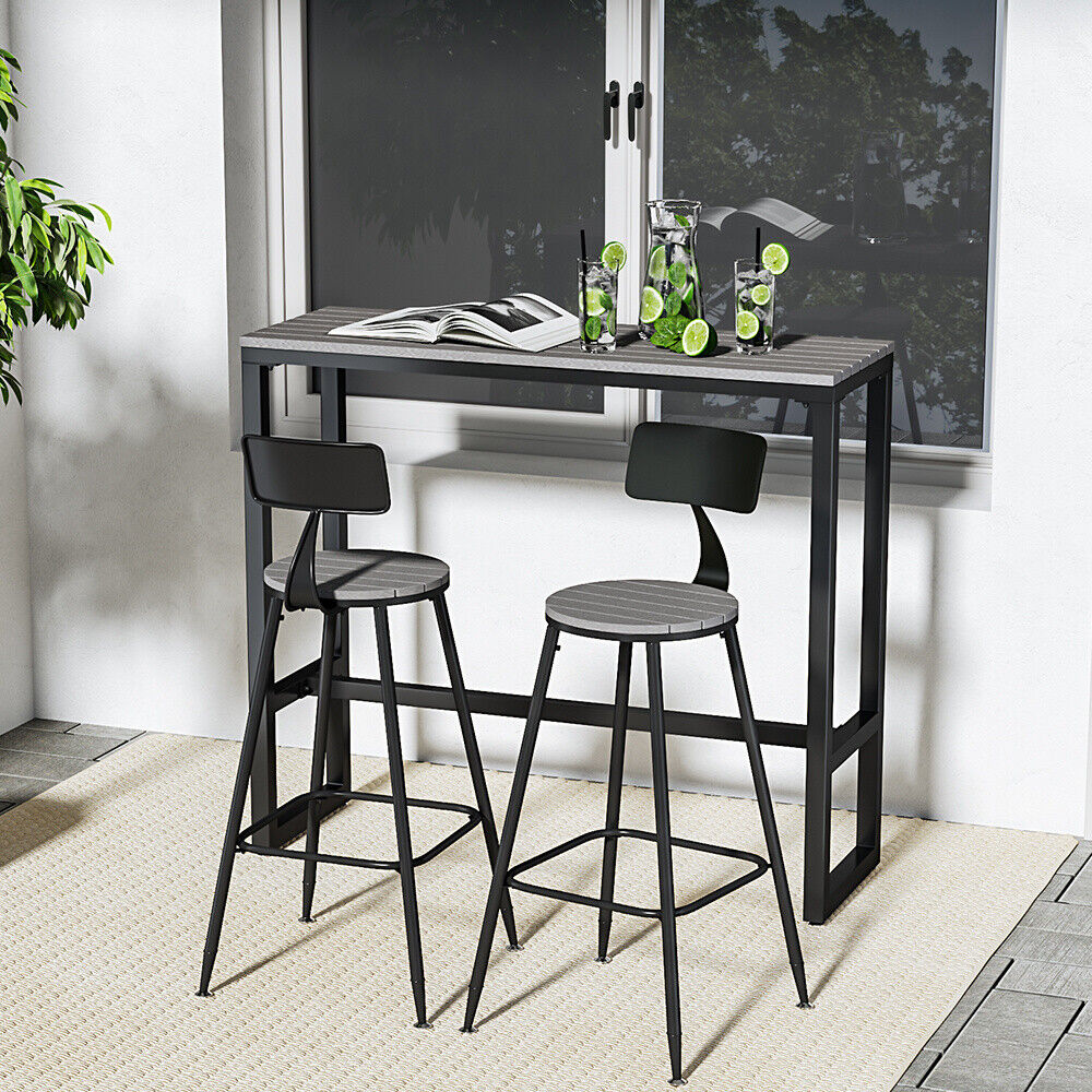Outdoor Garden Patio Bar Table Indoor Home Bistro Set With 2/3 High Bar Stools