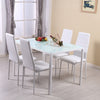 4 Seater Glass Dining Table and 4 Padded Chairs Set White Home Furniture New
