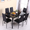 3 sizes Black Glass Dining Table and 4/ 6 Faux Leather Chairs Set Home Furniture