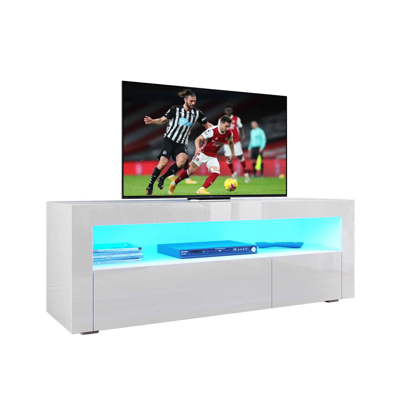 White TV Stand Cabinet Storage Unit LED High Gloss Storage Drawers Entertainment