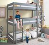 Triple Bunk Beds Kids Children High Sleeper Pine 3FT Single Wooden Bed Frame